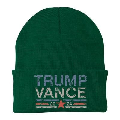 Trump Jd Vance 2024 Retro Stripe And Star Knit Cap Winter Beanie