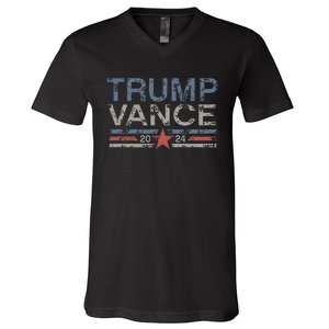 Trump Jd Vance 2024 Retro Stripe And Star V-Neck T-Shirt