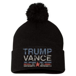 Trump Jd Vance 2024 Retro Stripe And Star Pom Pom 12in Knit Beanie