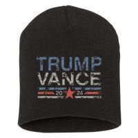 Trump Jd Vance 2024 Retro Stripe And Star Short Acrylic Beanie