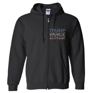 Trump Jd Vance 2024 Retro Stripe And Star Full Zip Hoodie