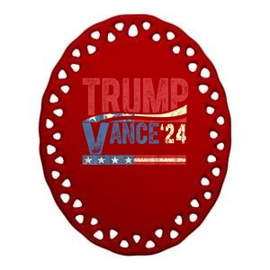 Trump J.D. Vance 2024 Trump Vance 2024 Retro Stripe Trump Jd Vance Ceramic Oval Ornament