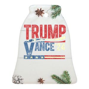 Trump J.D. Vance 2024 Trump Vance 2024 Retro Stripe Trump Jd Vance Ceramic Bell Ornament