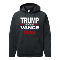 Trump J.D. Vance 2024 Trump Vance 2024 Retro Stripe Trump Jd Vance Performance Fleece Hoodie