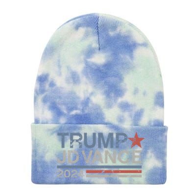 Trump J.D. Vance 2024 Trump Vance 2024 Retro Stripe Trump Jd Vance Tie Dye 12in Knit Beanie