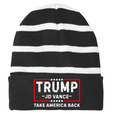 Trump Jd Vance 2024 Republican Election 24 Striped Beanie with Solid Band