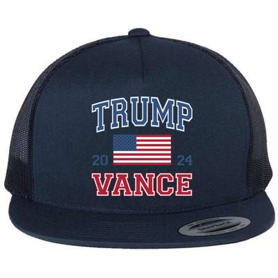 Trump J.D. Vance 2024 Trump Vance 2024 Retro Stripe Trump Jd Vance Flat Bill Trucker Hat