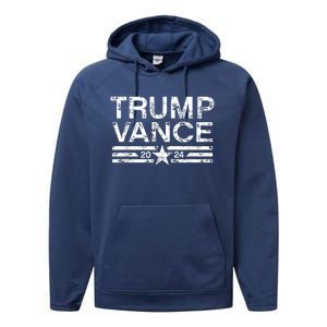 Trump J.D. Vance 2024 Retro Stripe Trump Vance Performance Fleece Hoodie