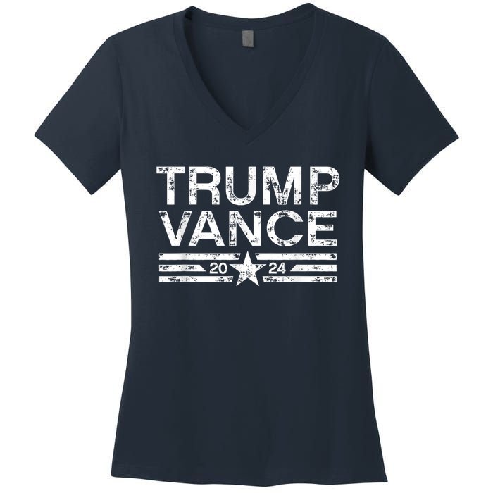 Trump J.D. Vance 2024 Retro Stripe Trump Vance Women's V-Neck T-Shirt