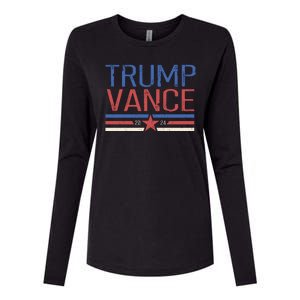 Trump Jd Vance 2024 Retro Stripe Star Election Womens Cotton Relaxed Long Sleeve T-Shirt