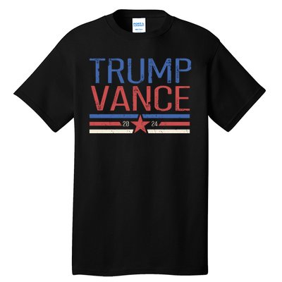 Trump Jd Vance 2024 Retro Stripe Star Election Tall T-Shirt