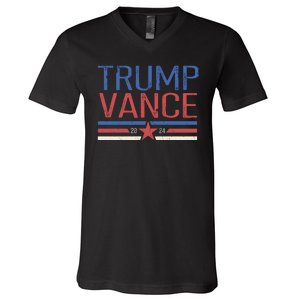 Trump Jd Vance 2024 Retro Stripe Star Election V-Neck T-Shirt