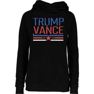 Trump Jd Vance 2024 Retro Stripe Star Election Womens Funnel Neck Pullover Hood