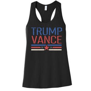 Trump Jd Vance 2024 Retro Stripe Star Election Women's Racerback Tank