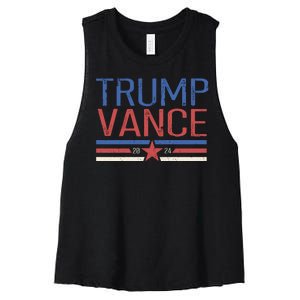 Trump Jd Vance 2024 Retro Stripe Star Election Women's Racerback Cropped Tank