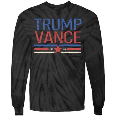 Trump Jd Vance 2024 Retro Stripe Star Election Tie-Dye Long Sleeve Shirt