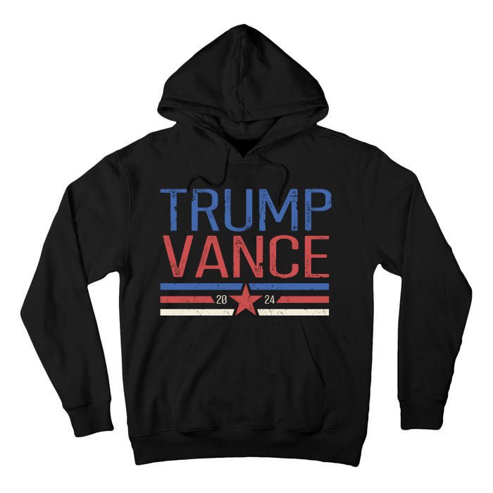 Trump Jd Vance 2024 Retro Stripe Star Election Tall Hoodie