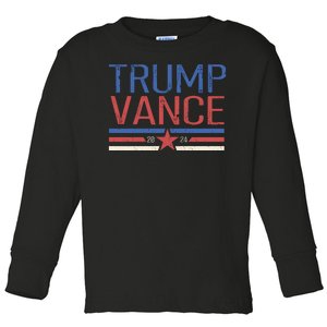 Trump Jd Vance 2024 Retro Stripe Star Election Toddler Long Sleeve Shirt