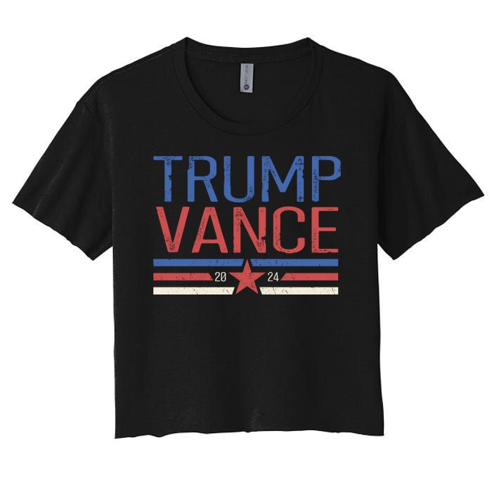 Trump Jd Vance 2024 Retro Stripe Star Election Women's Crop Top Tee