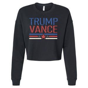 Trump Jd Vance 2024 Retro Stripe Star Election Cropped Pullover Crew