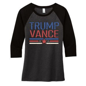 Trump Jd Vance 2024 Retro Stripe Star Election Women's Tri-Blend 3/4-Sleeve Raglan Shirt