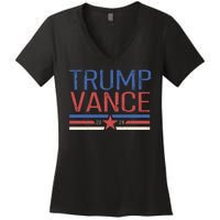 Trump Jd Vance 2024 Retro Stripe Star Election Women's V-Neck T-Shirt