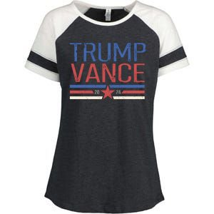 Trump Jd Vance 2024 Retro Stripe Star Election Enza Ladies Jersey Colorblock Tee