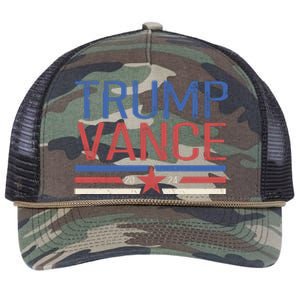 Trump Jd Vance 2024 Retro Stripe Star Election Retro Rope Trucker Hat Cap