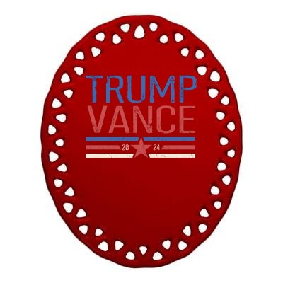 Trump Jd Vance 2024 Retro Stripe Star Election Ceramic Oval Ornament