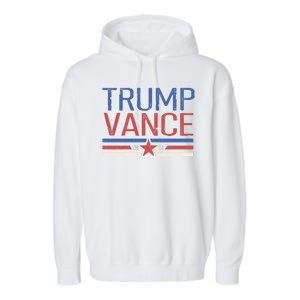 Trump Jd Vance 2024 Retro Stripe Star Election Garment-Dyed Fleece Hoodie