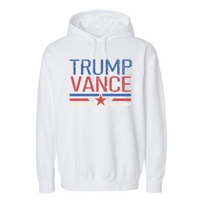 Trump Jd Vance 2024 Retro Stripe Star Election Garment-Dyed Fleece Hoodie