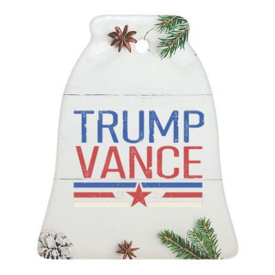 Trump Jd Vance 2024 Retro Stripe Star Election Ceramic Bell Ornament