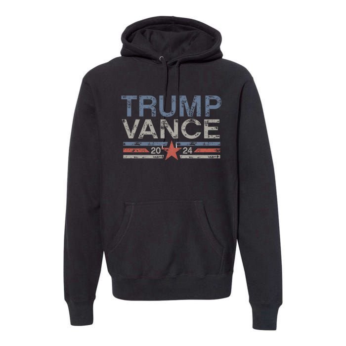 Trump Jd Vance 2024 Retro Stripe And Star Premium Hoodie