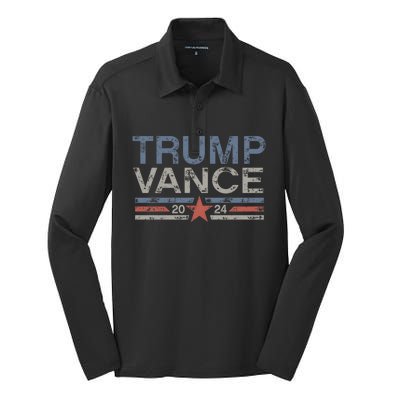 Trump Jd Vance 2024 Retro Stripe And Star Silk Touch Performance Long Sleeve Polo