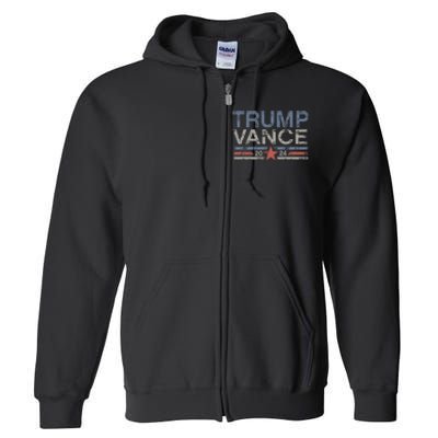 Trump Jd Vance 2024 Retro Stripe And Star Full Zip Hoodie