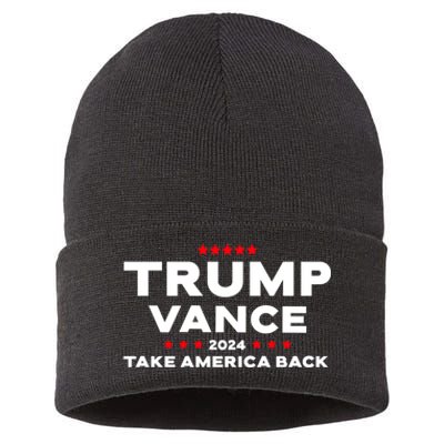 Trump J.D. Vance 2024 Trump Vance 2024 Retro Stripe Trump Jd Vance Sustainable Knit Beanie