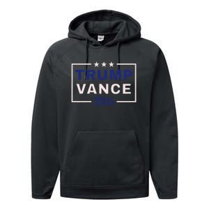 Trump Jd Vance 2024 Retro Stripe And Star Trump Vance 2024 Performance Fleece Hoodie