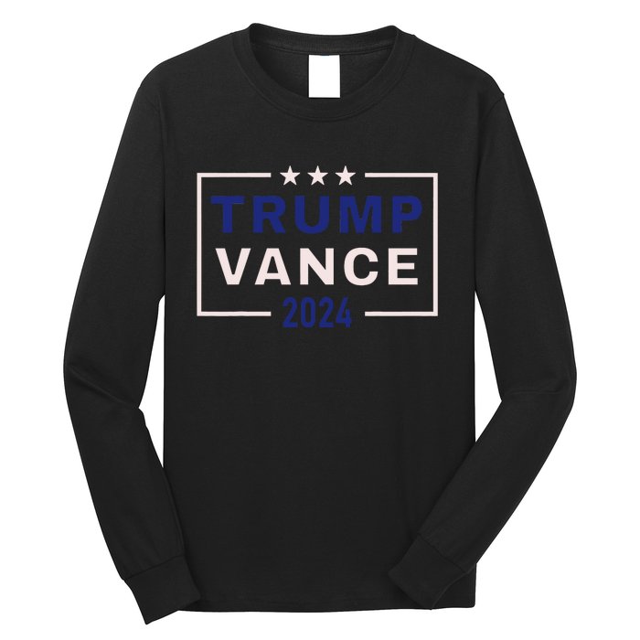 Trump Jd Vance 2024 Retro Stripe And Star Trump Vance 2024 Long Sleeve Shirt