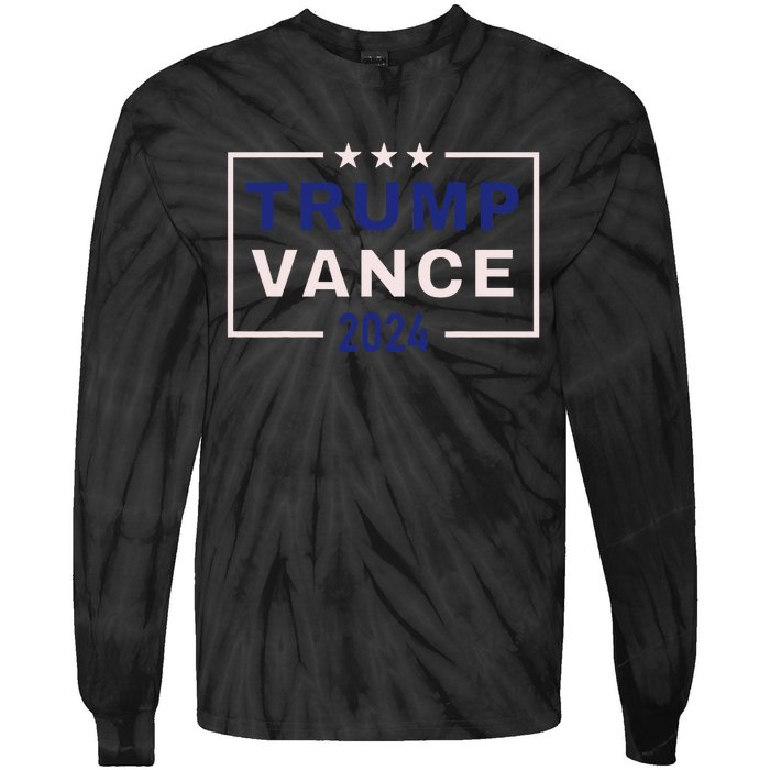 Trump Jd Vance 2024 Retro Stripe And Star Trump Vance 2024 Tie-Dye Long Sleeve Shirt