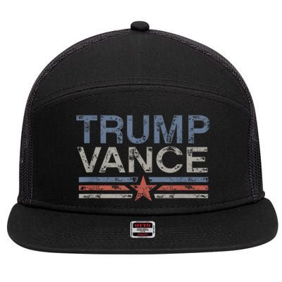 Trump Jd Vance 2024 Retro Stripe Trump Vance 2024 7 Panel Mesh Trucker Snapback Hat