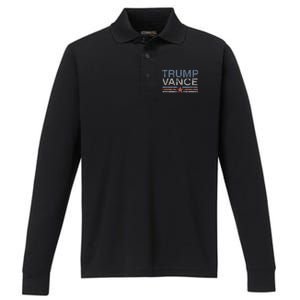 Trump Jd Vance 2024 Retro Stripe Trump Vance 2024 Performance Long Sleeve Polo