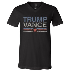 Trump Jd Vance 2024 Retro Stripe Trump Vance 2024 V-Neck T-Shirt