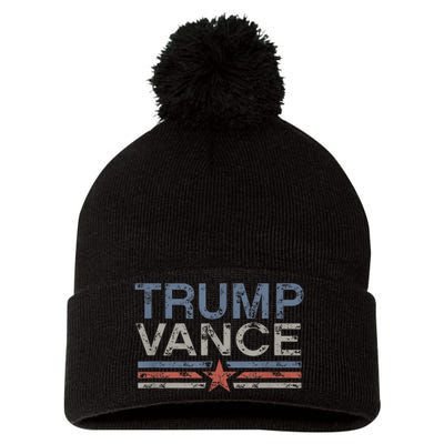 Trump Jd Vance 2024 Retro Stripe Trump Vance 2024 Pom Pom 12in Knit Beanie