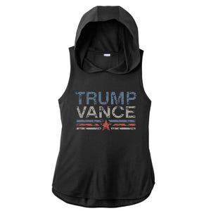 Trump Jd Vance 2024 Bold Retro Stripe Star Trump Vance 2024 Ladies PosiCharge Tri-Blend Wicking Draft Hoodie Tank