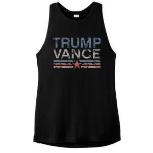 Trump Jd Vance 2024 Bold Retro Stripe Star Trump Vance 2024 Ladies PosiCharge Tri-Blend Wicking Tank