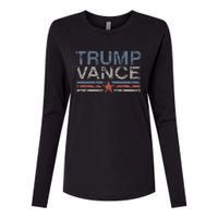 Trump Jd Vance 2024 Bold Retro Stripe Star Trump Vance 2024 Womens Cotton Relaxed Long Sleeve T-Shirt