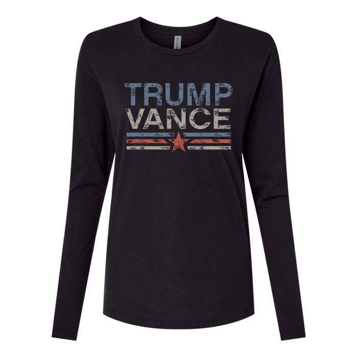 Trump Jd Vance 2024 Bold Retro Stripe Star Trump Vance 2024 Womens Cotton Relaxed Long Sleeve T-Shirt