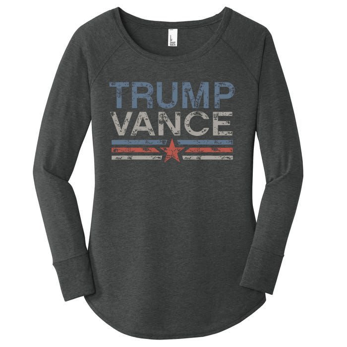 Trump Jd Vance 2024 Bold Retro Stripe Star Trump Vance 2024 Women's Perfect Tri Tunic Long Sleeve Shirt