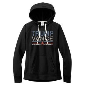 Trump Jd Vance 2024 Bold Retro Stripe Star Trump Vance 2024 Women's Fleece Hoodie