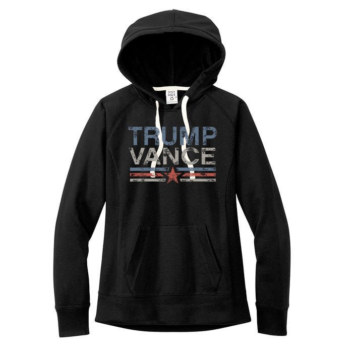 Trump Jd Vance 2024 Bold Retro Stripe Star Trump Vance 2024 Women's Fleece Hoodie